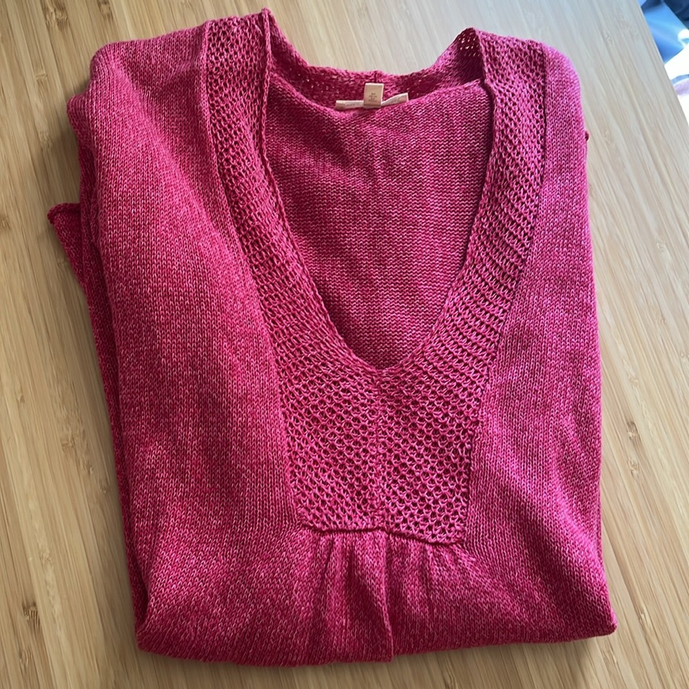 Eileen Fisher Women's 100% Linen V-Neck Tunic Short Sleeved Knit Top, Size XL - Picture 13 of 13